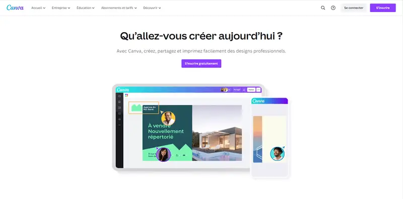 Canva page principale Canva page principale